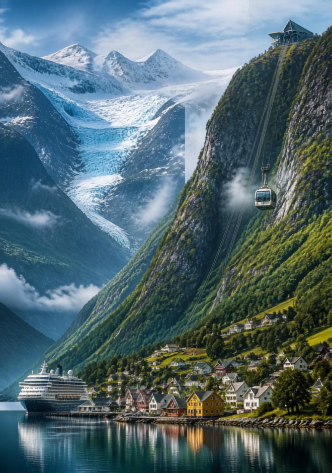 Olden Innvikfjorden the largest glacier on the European mainland